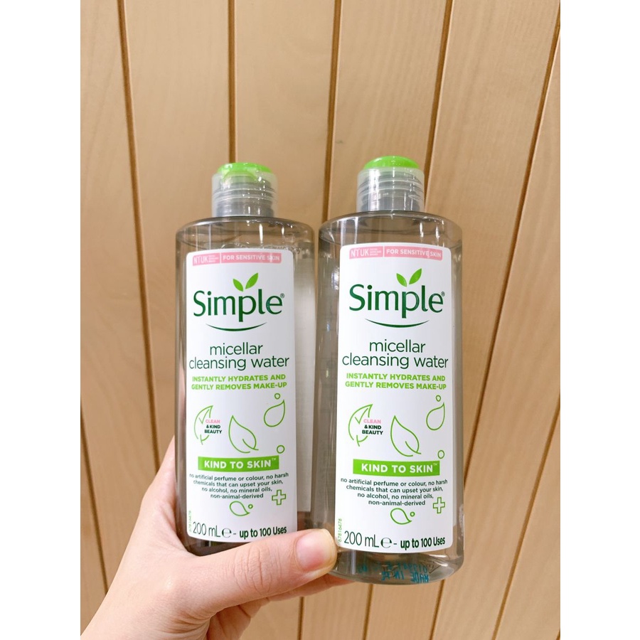 Nước Tẩy Trang Không Cồn Simple Kind To Skin Micellar Cleansing Water 200ml