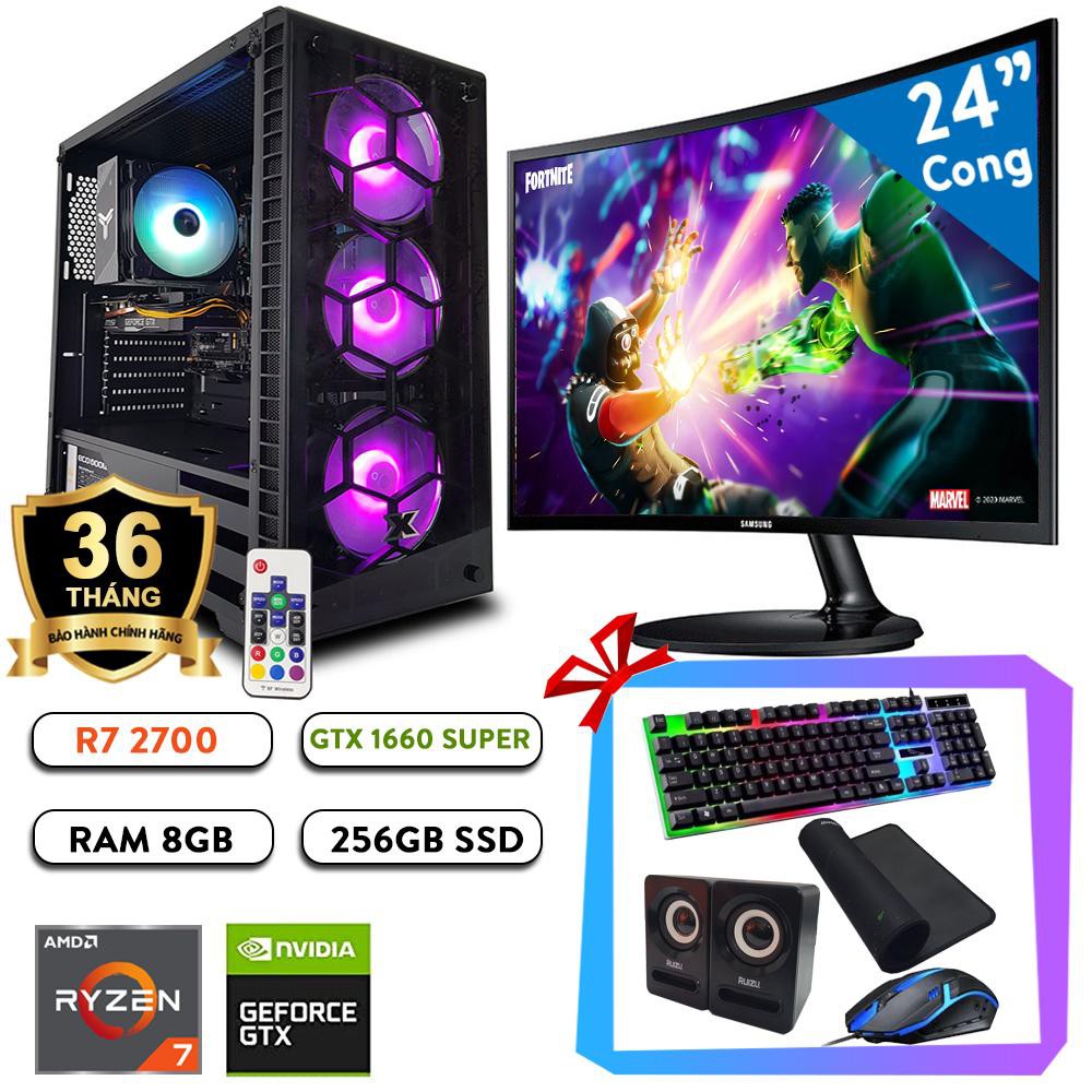 Máy tính chơi game + màn hình 24'' Full HD CSGO, PUBG, Warzone, Cyberpunk 2077 | BH 36 tháng, tặng phím chuột, pad, loa | WebRaoVat - webraovat.net.vn