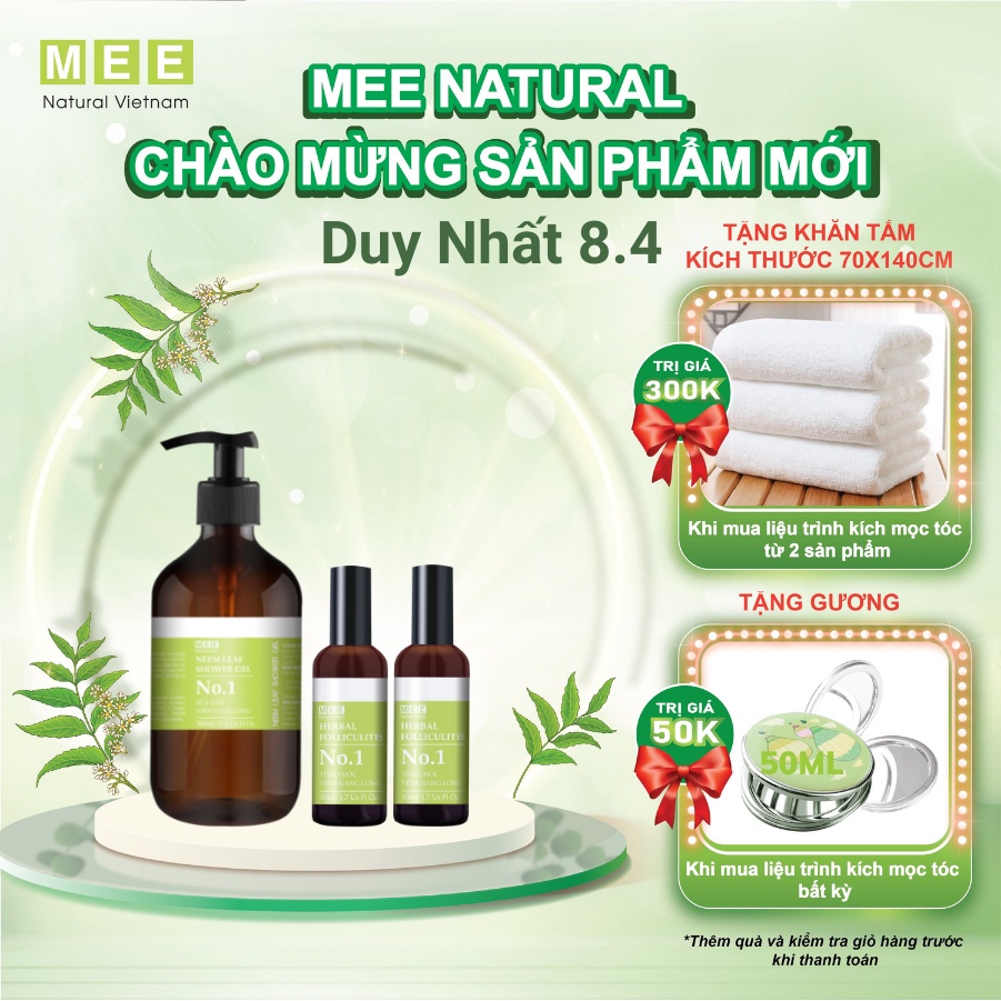 Viêm Nang Lông - Combo 2 Xịt Thảo Mộc Viêm Nang Lông 50ml + Sữa Tắm - MEE NATURAL