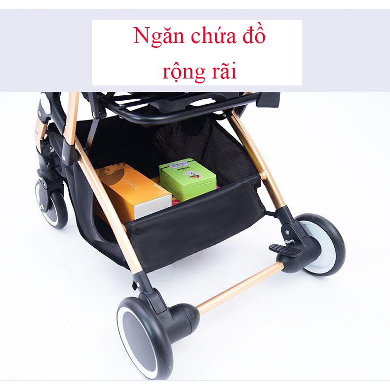 [Phiên bản Cao Cấp] Xe đẩy gấp gọn thành VALI kéo, xe đẩy du lịch Haowei, siêu nhẹ hợp kim nhôm mạ vàng (đỏ)