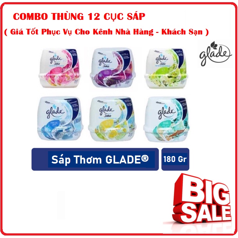 Combo Thùng 12 Cục Sáp Thơm Phòng GLADE® Khử Mùi 180g ( Giá Tốt Cho Nhà Hàng - Khách Sạn )