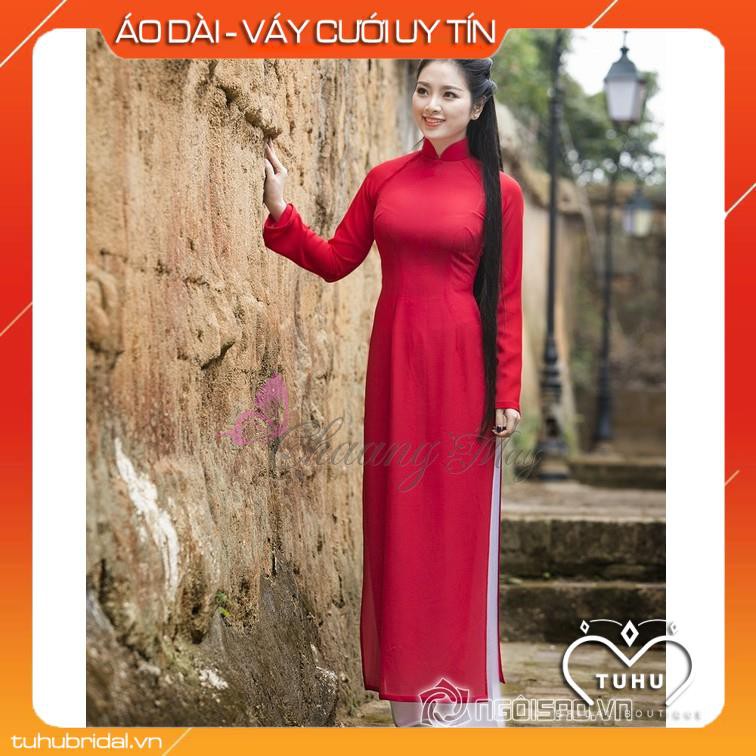 Áo dài đỏ ⚡ FREESHIP ⚡ Áo dài lụa màu đỏ dáng truyền thống | BigBuy360 - bigbuy360.vn