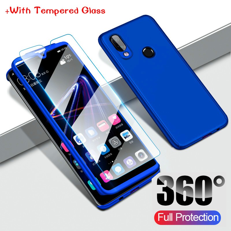 Ốp Điện Thoại Pc Cứng Mặt Nhám Bảo Vệ 360 Độ + Miếng Dán Kính Cường Lực Cho Xiaomi Redmi Note 3 4 4x 5a Prime 5 6 7 Pro