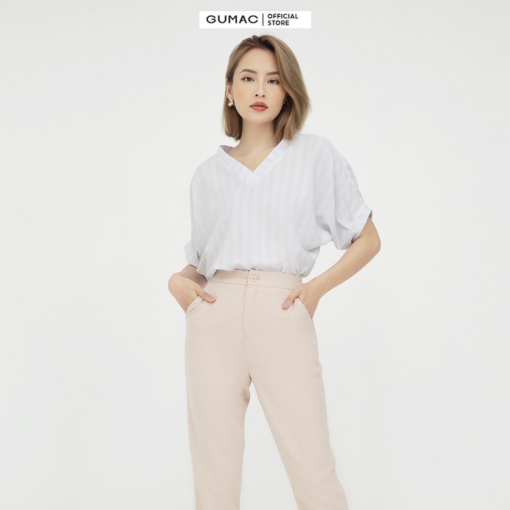 [Mã WABRGM11 giảm 10% đơn 250K] Áo kiểu nữ cổ tim cánh dơi GUMAC vải lụa cao cấp thoáng mát AB532 | BigBuy360 - bigbuy360.vn