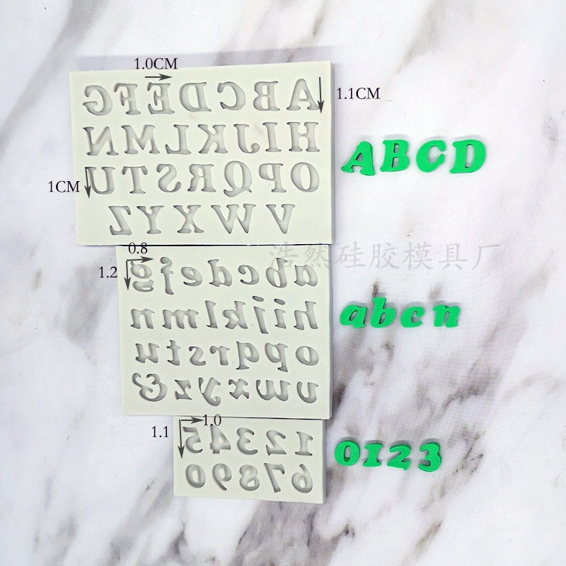 set 3 khuôn chữ và số size nhỏ trang trí bánh