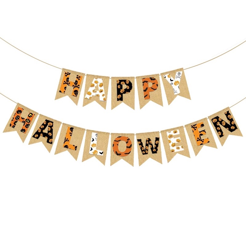 Dây Cờ Treo Tường Họa Tiết Chữ Happy Halloween Trang Trí Nhà Cửa