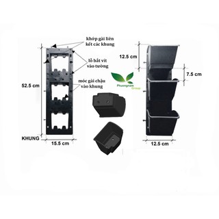 Chậu nhựa treo trồng vườn cây trên tường giá rẻ 36 chậu