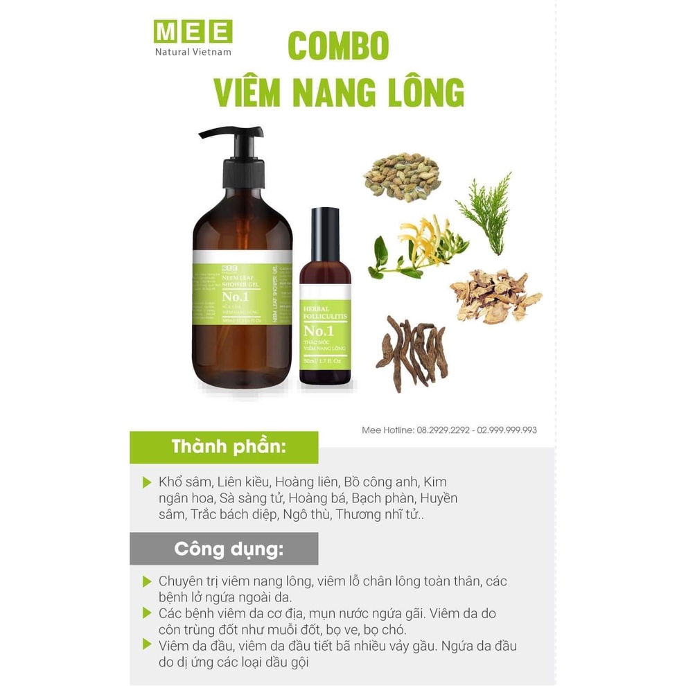 Sữa Tắm Viêm Nang Lông 500ml - Mee Natural Vietnam - chính hãng