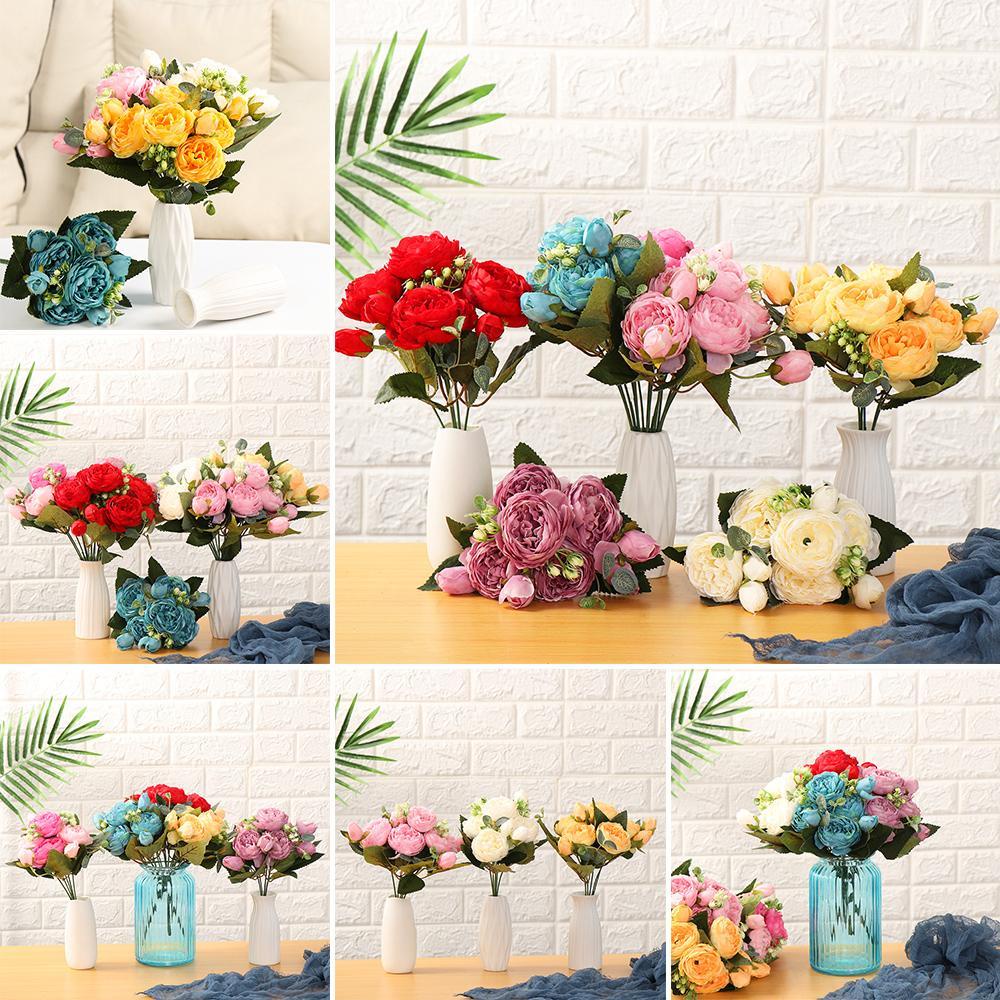 Bó Hoa Hồng Giả 9 Bông 30cm Dùng Trang Trí Tiệc Cưới DIY