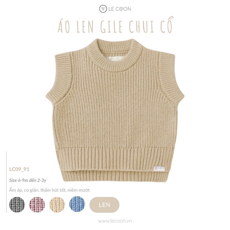 Le coon LC0991 áo len gile chui cổ cho bé