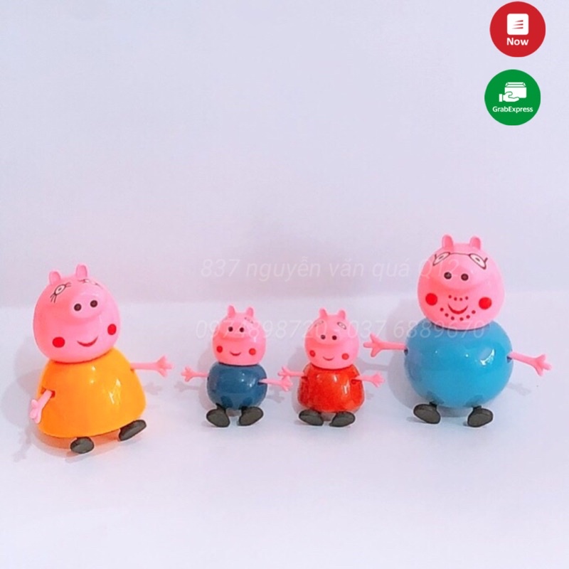 Túi đồ chơi 4 heo peppa gia đình dễ thương, nhựa đẹp, trang trí bánh sinh nhật 6800-7