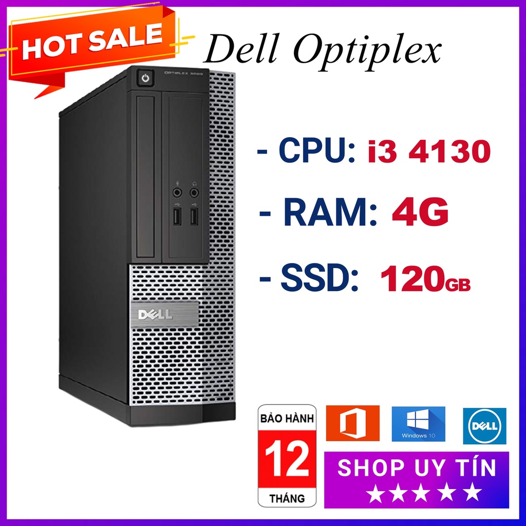Máy Tính Để Bàn Dell I3 ⚡Freeship⚡ Thùng Máy CPU - Dell Optiplex 3020 (i3 4130/Ram 8G/SSD 240GB/HDD 500GB) - BH 12 Tháng