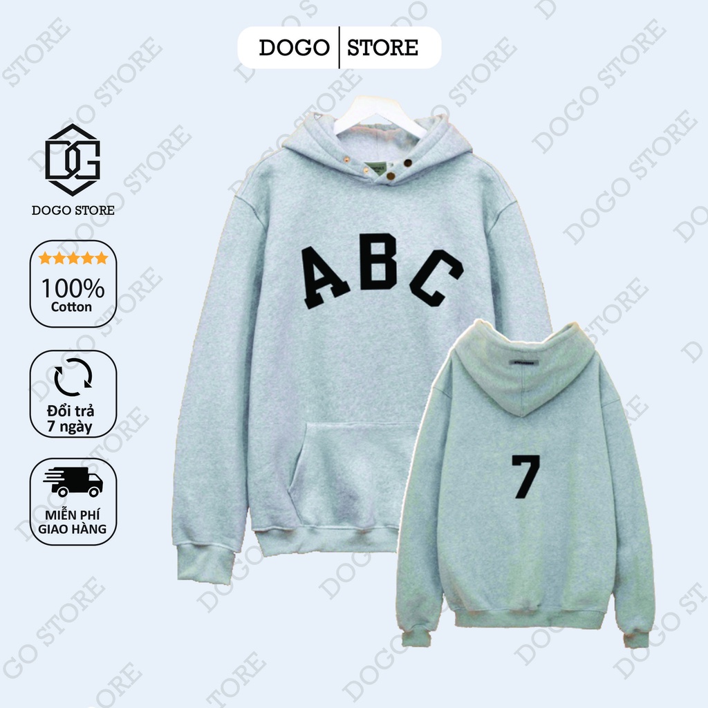 Áo nỉ hoodie FOG ABC DOGO.STORE, Áo nỉ hoodie unisex nam nữ form rộng oversize chất liệu Cotton