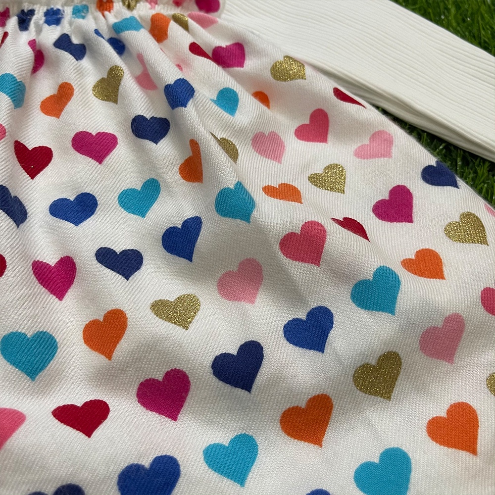 Váy yếm cho bé gái Nina Kids Boutique Set áo dài tay kèm yếm váy tim Size 0m 24m Màu trắng họa tiết tim nhiều màu