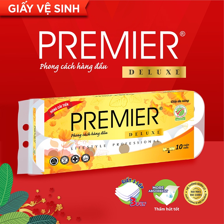 BMBAU50 giảm đến 50K đơn 99K] Giấy vệ sinh PREMIER Deluxe - Combo 20 cuộn