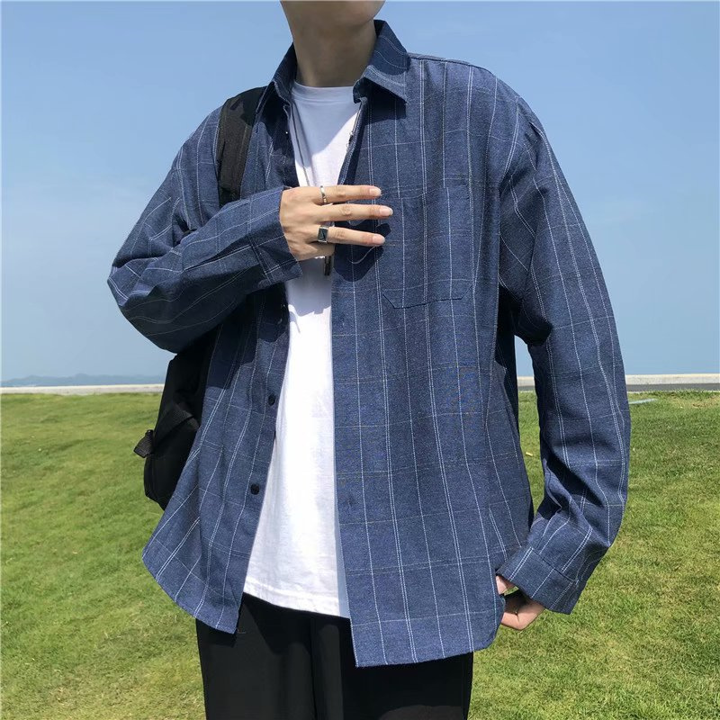 Korean Fashion Long Sleeve Shirt For Men Size S-3Xl