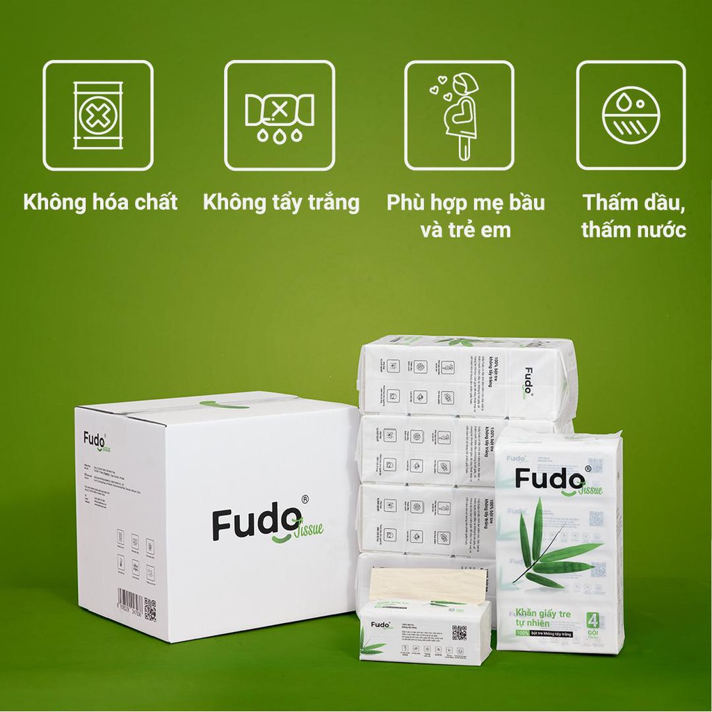 Giấy ăn FUDO 100% bột tre nguyên chất- 20 gói