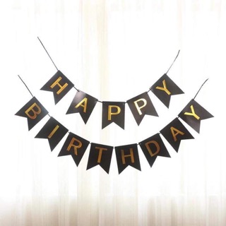 Dây chữ HAPPY BIRTHDAY màu đen ánh kim sang chảnh
