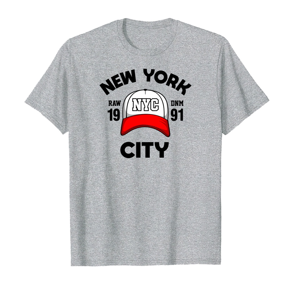 Áo thun cotton unisex HTFashion in hình new york city with hat 14245