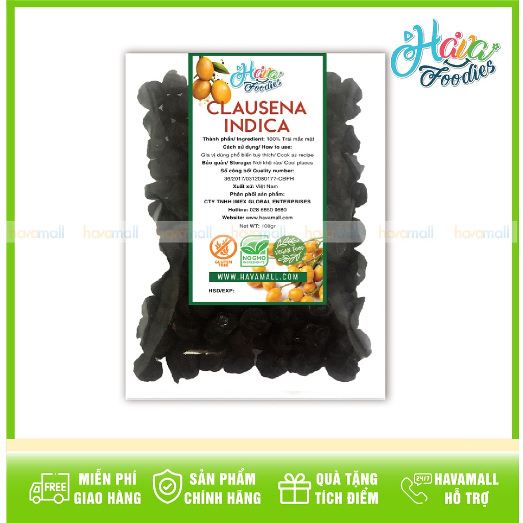 [HÀNG CHÍNH HÃNG] Quả Mắc Mật Khô Havafoodies Gói 120gr - Clausena Indica