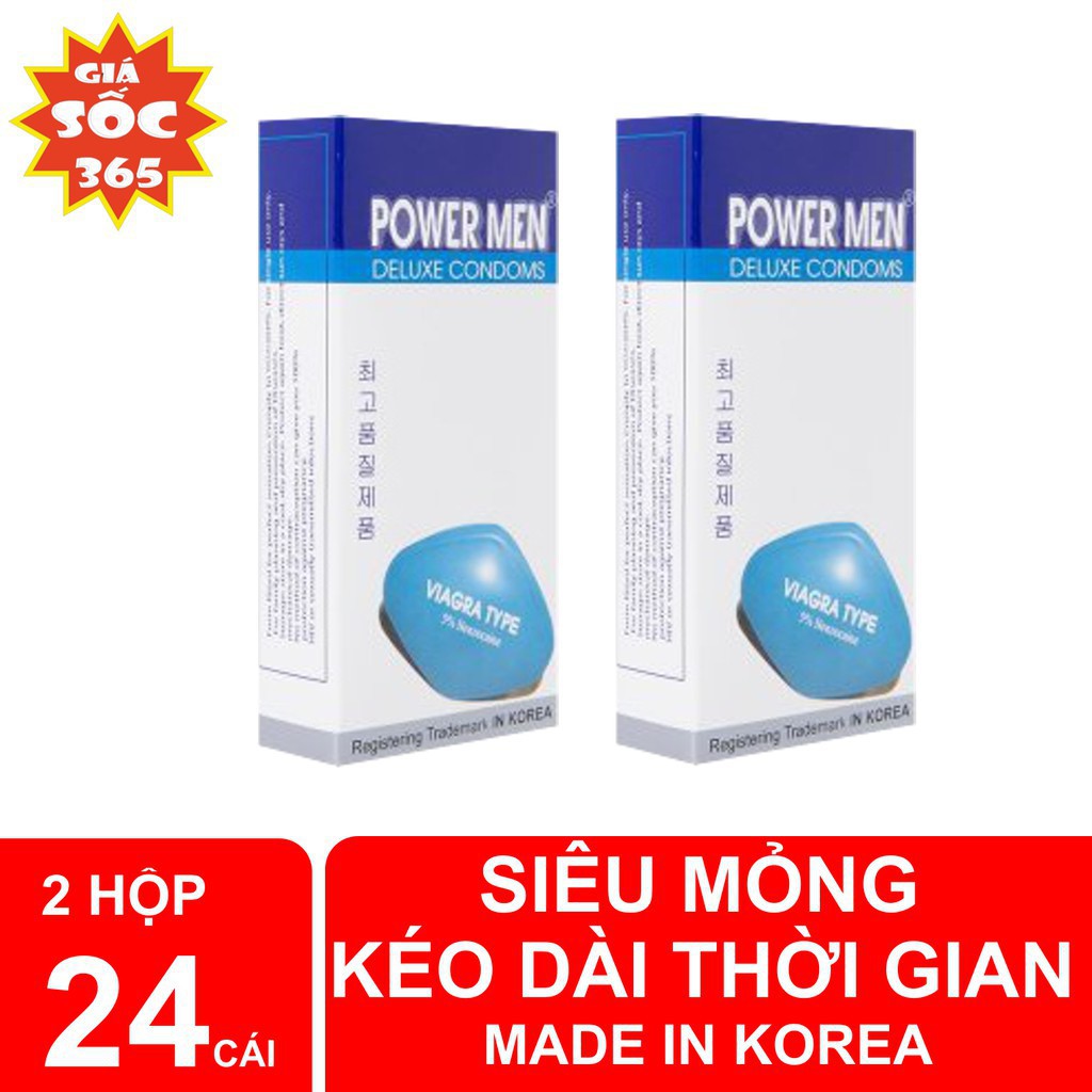 [ Cam Kết Chính Hãng ] Combo 2 hộp bao cao su kéo dài thời gian power men viagra ( hộp 12 cái)