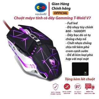 Chuột gaming game thủ có dây t-wolf v7- chuột led máy tính chơi game có dây