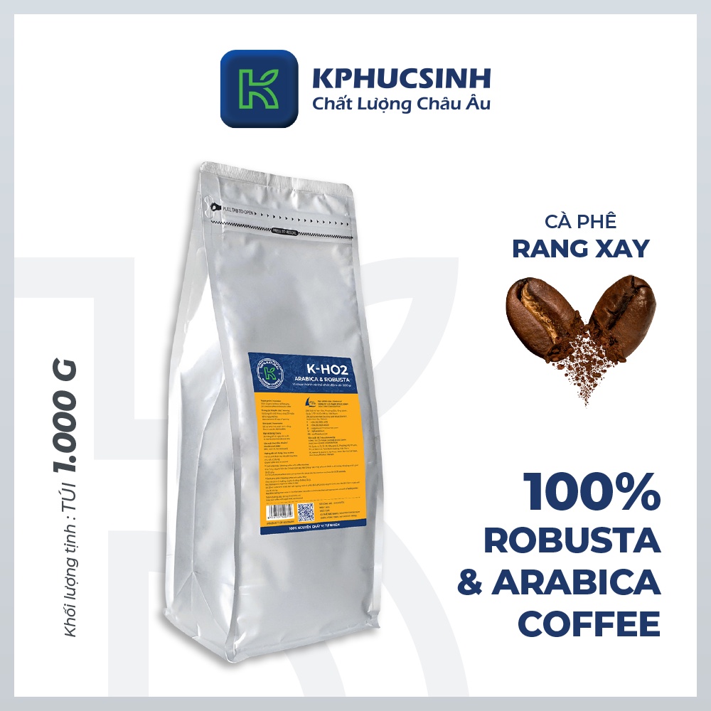 Cà phê rang xay xuất khẩu K-HO2 1kg/gói KPHUCSINH - Hàng Chính Hãng
