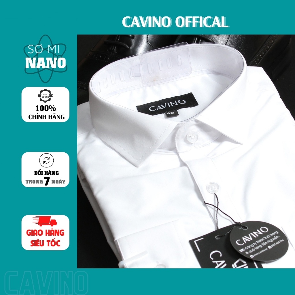 Áo sơ mi nam công sở CAVINO SMT365 Sơ mi trắng trơn chất liệu nano cao cấp chống nhăn,hút mồ hôi hiệu quả | BigBuy360 - bigbuy360.vn