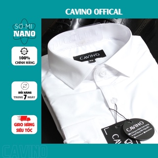 Áo sơ mi nam trắng, sơ mi nano cao cấp cavino smt0365 chống nhăn chống nhàu, thấm hút mồ hôi thoáng khí