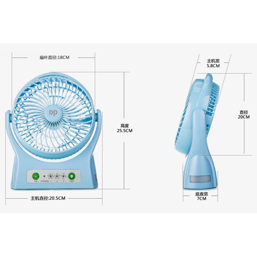 QUẠT SẠC SIÊU MÁT DP 7605 PIN 4000MAH - 3 TỐC ĐỘ GIÓ - ĐÈN LED