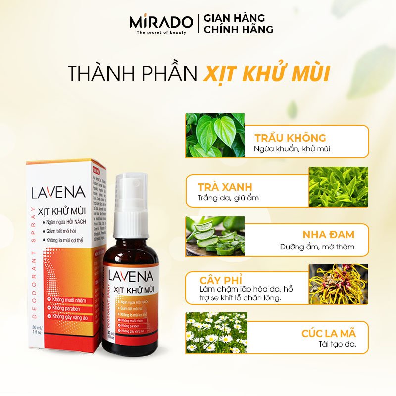 Combo 4 Sản Phẩm Mờ Thâm, Sáng Da Khử Mùi Cơ thể Lavena