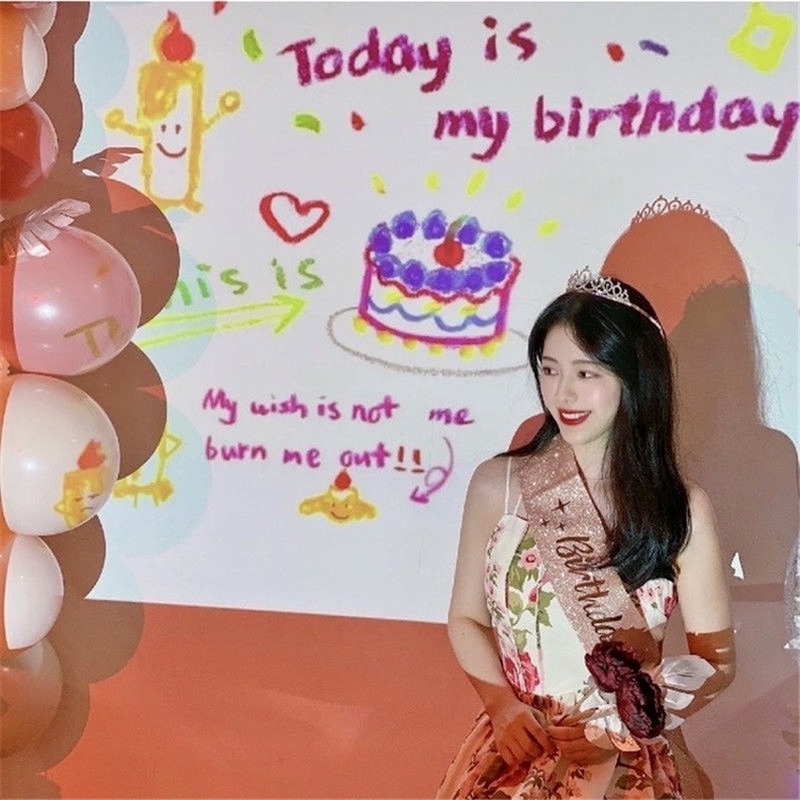 Đèn Chiếu Hình Chữ Happy birthday Phong Cách Hàn Quốc Dành Cho Trang Trí Tiệc Sinh Nhật Bé Gái