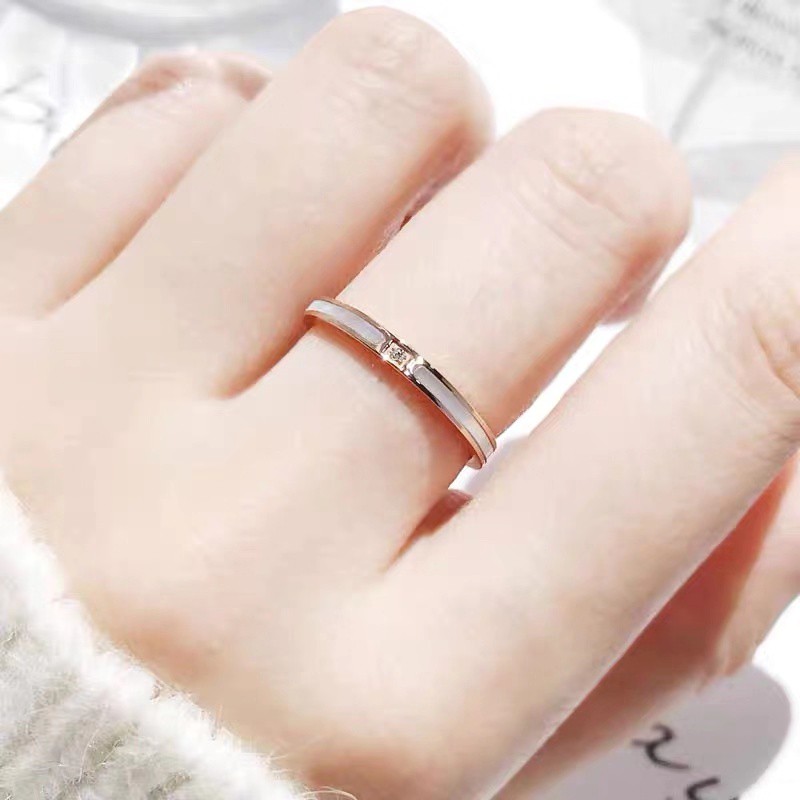 Nhẫn thép titan mạ vàng hồng đơn giản chống thấm nước chống mồ hôi thời trang Hàn Quốc dễ phối đồ cho cặp đôi nam nữ
