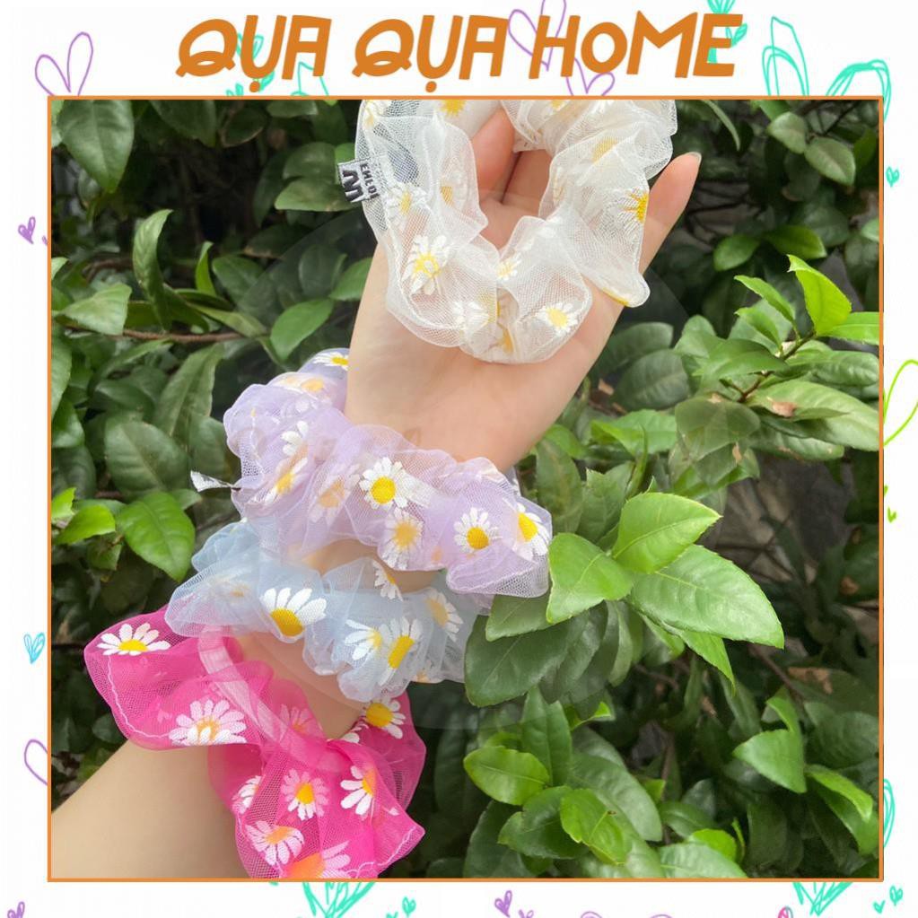 [Hot Trend] [Hot Trend] Dây Cột Tóc Vải Lưới Scrunchies Hoa Cúc Họa Mi - Bộ sưu tập Thu - Đông cho nàng!