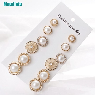 Set 6 Đôi Khuyên Tai Đính Đá / Ngọc Trai Giả Thanh Lịch Dành Cho Nữ