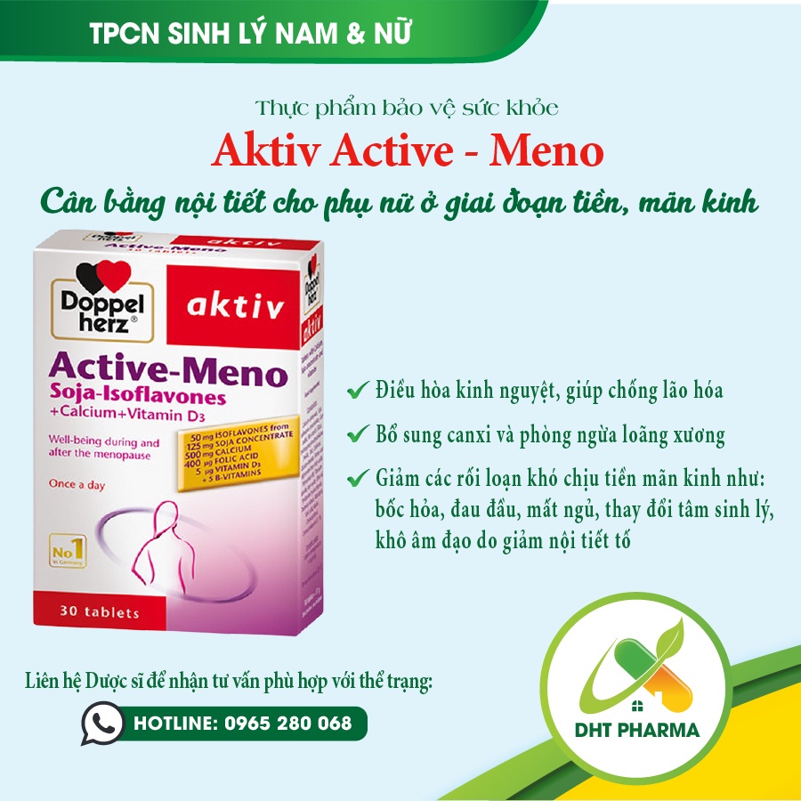 Aktiv Active - Meno cân bằng nội tiết cho phụ nữ ở giai đoạn tiền, mãn kinh (Hộp 30 viên)