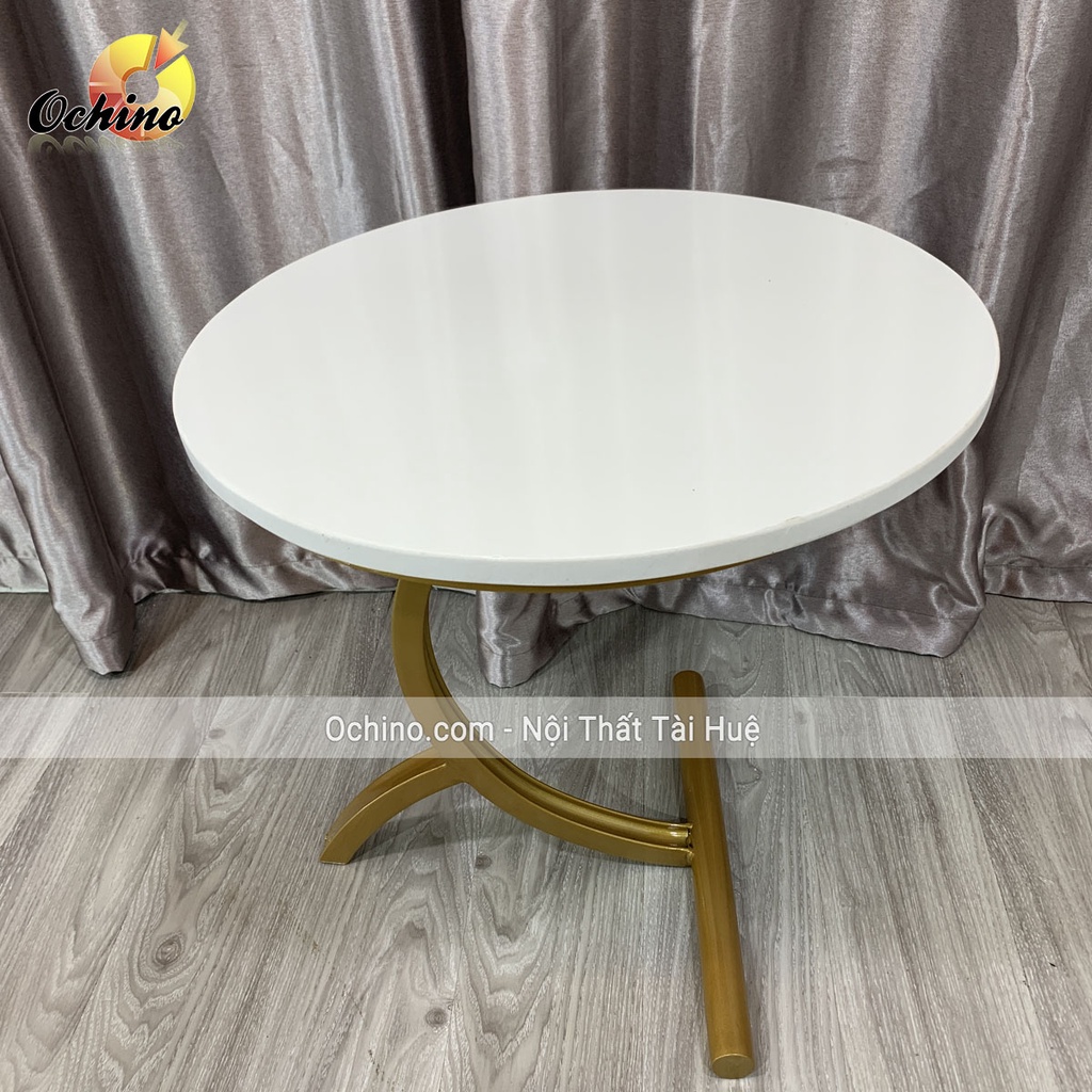 Bàn Trà Cong Trang Trí Góc Sofa Mặt Đá Tròn Khung Kim Loại Sơn Tĩnh Điện Trang Trí Phòng Khách ( Hình Thật Shop Chụp)