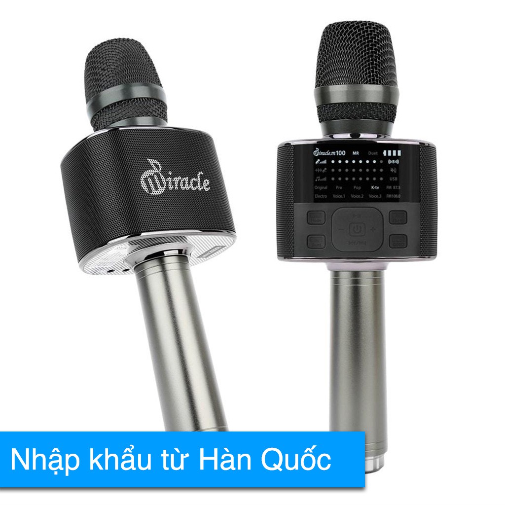 Micro Karaoke Bluetooth Tốt Nhất - Micro Miracle M100 Chính Hãng Hàn Quốc màu đen