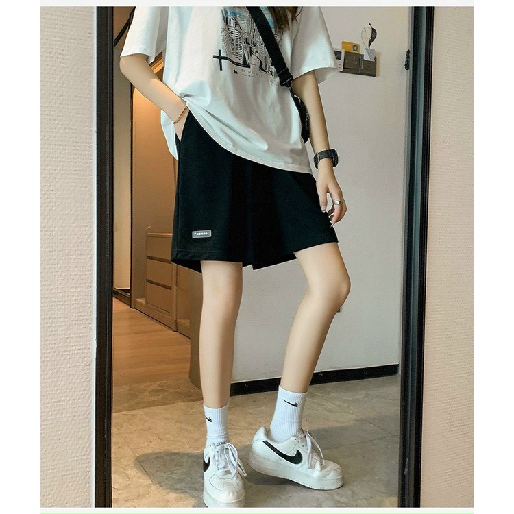 Quần short đùi thể thao ống rộng lưng cao nam nữ form rộng unisex IN LOGO, quần sooc ulzzang, freeship sale