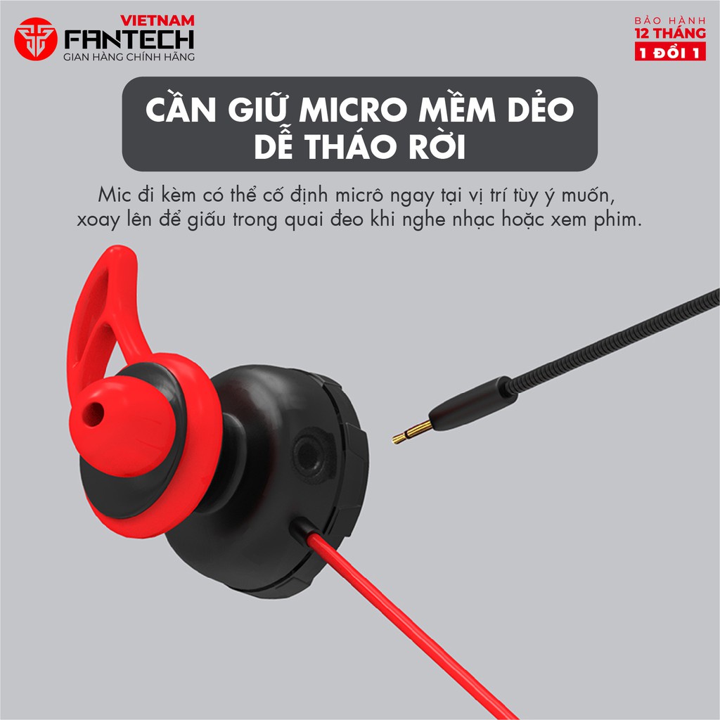 Tai Nghe Gaming Nhét Tai Có Dây FANTECH EG1 Jack 3.5mm Kèm Dây Chuyển Dùng Cho Điện Thoại Lẫn Máy Tính - Chính Hãng