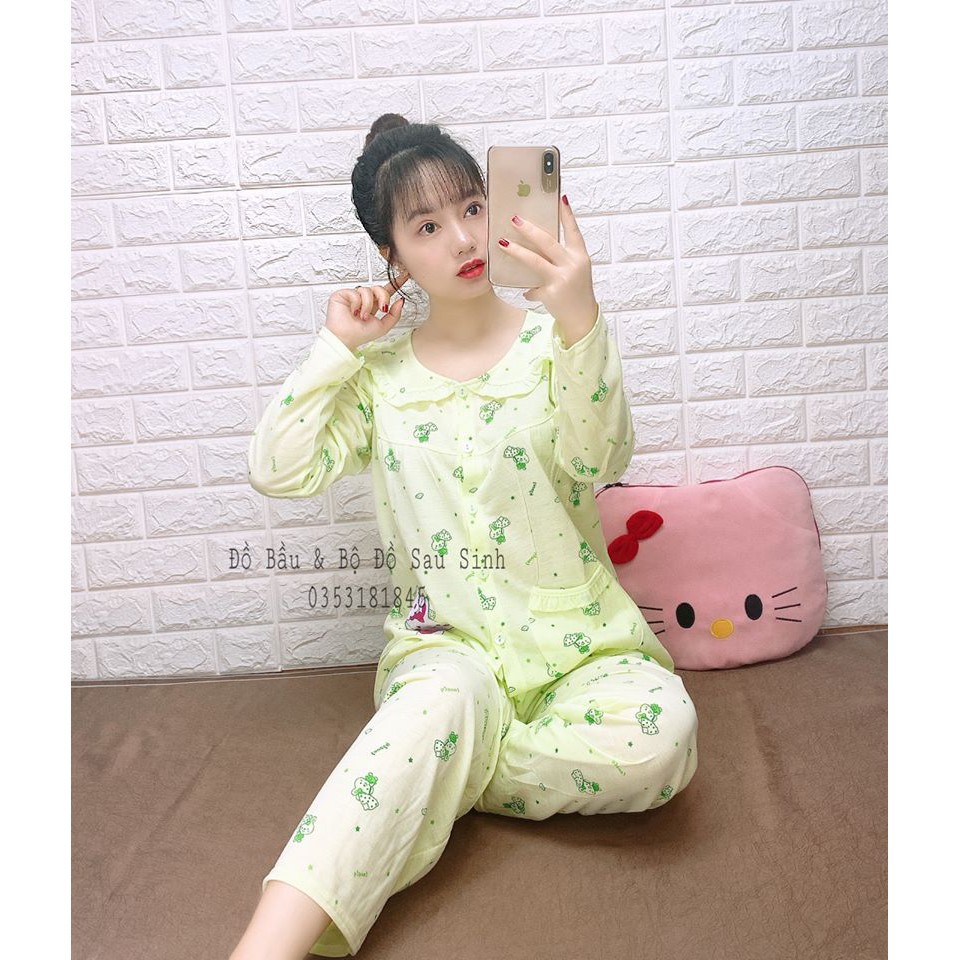 Đồ bộ sau sinh, bộ bầu sau sinh [FREESHIP]vải cotton xịn, quần dài,áo mổ khuya nút,cạp quần có mổ khuy nút,mặc dễ chịu