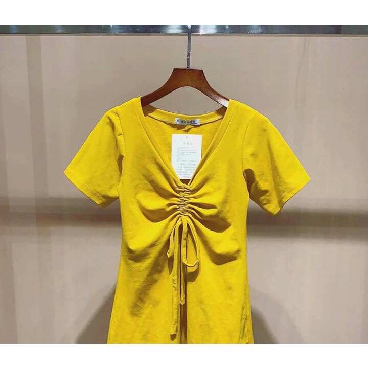 Váy Cotton Trơn Cổ Tim Rút Ngực Siêu Hot DV-0040-babytee