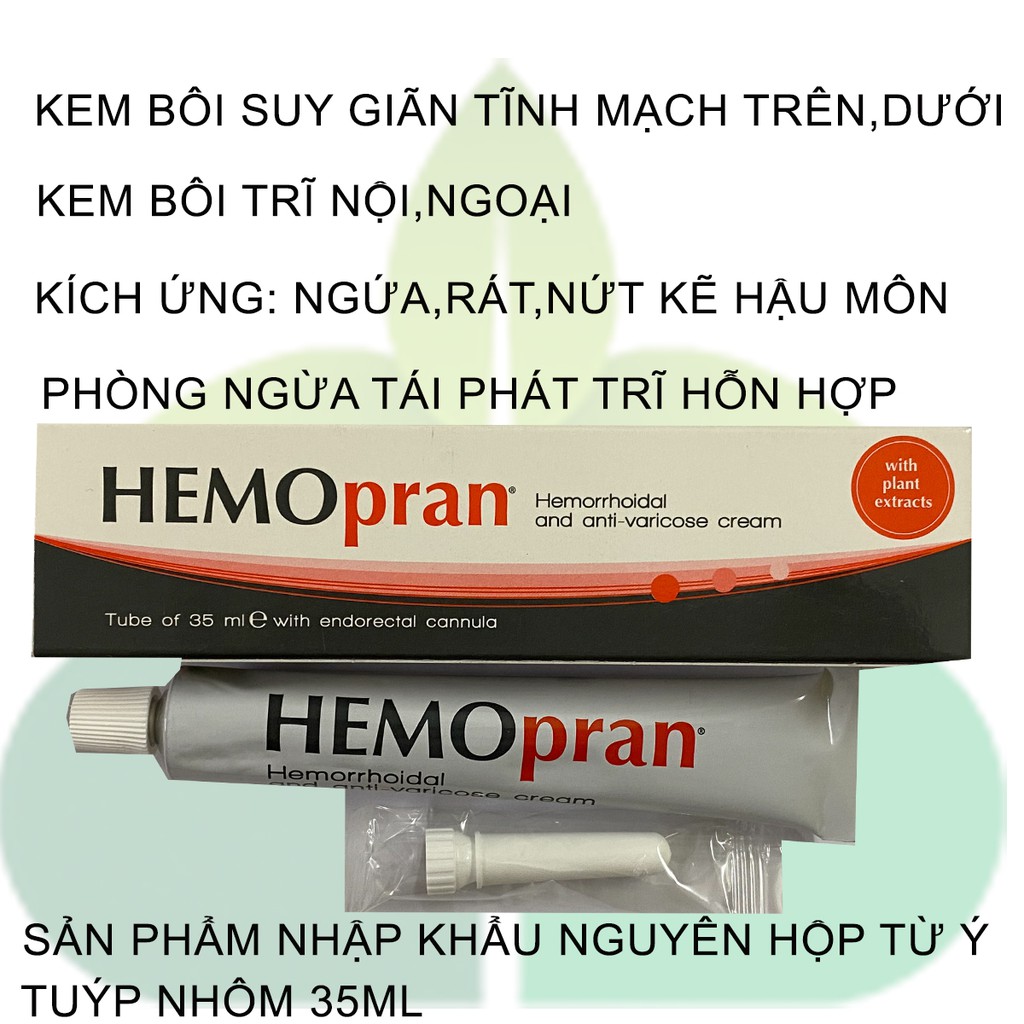  Kem Bôi Hemopran Giảm Ngứa Khu Vực Hậu Môn,Suy Giãn Tĩnh Mạch Chi Trên, Dưới