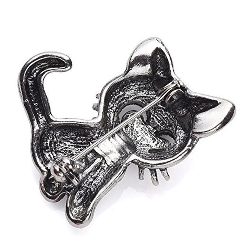 New Design Fashion Jewelry Women Ladies Crystal Rhinestone Vintage Coat Shirt Clips Cute Little Cat Retro Brooch Pin