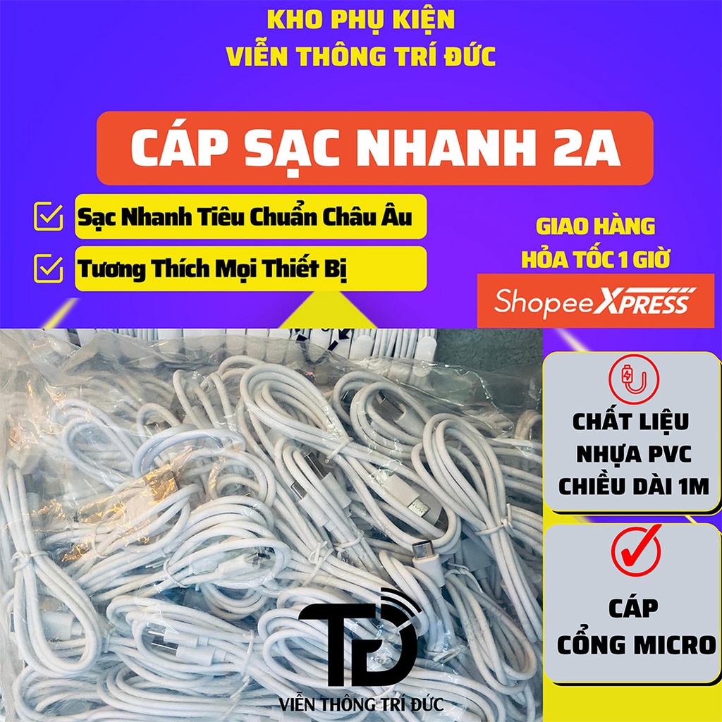 Bộ Sạc Nhanh 9V-2A Cáp Dài 1M Cổng Lightning / Micro / Type-C - Giá Siêu Rẻ -Tương thích mọi điện thoại và máy tính bảng