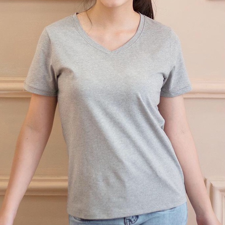 Áo Thun Cổ Tim Ngắn Tay Andromeda Màu Xám Phom Xuông Dùng Chung Nam Nữ Vải Dày Mịn Không Xù Lông