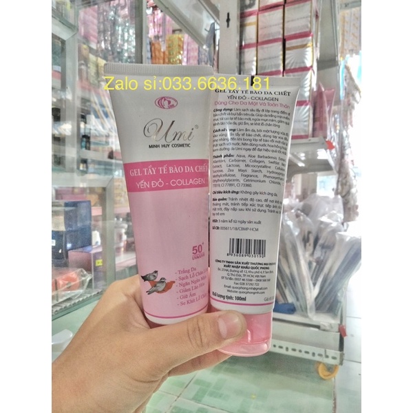 gel tẩy tế bào chết Umi Yến đỏ collagen chai 100ml