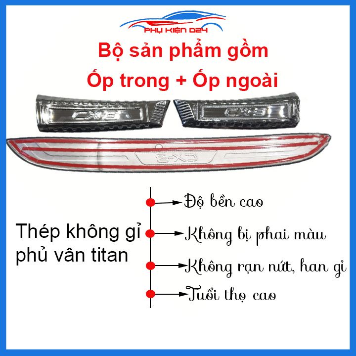 Ốp chống trầy cốp Mazda CX3 2021-2022 vân titan bảo vệ làm đẹp xe