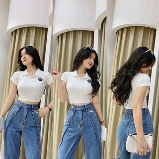 Áo croptop cổ bẻ