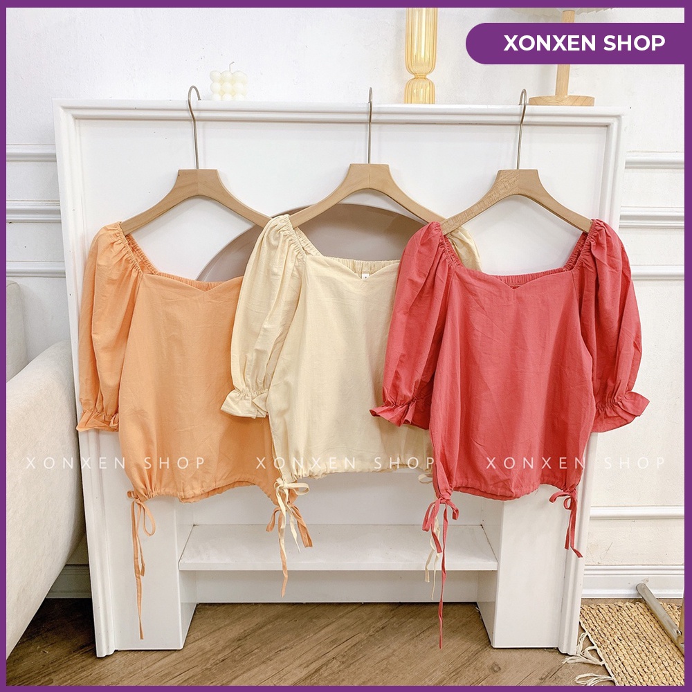 Áo kiểu croptop tay bồng cột dây dễ thương XONXEN TAM KỲ 269 HÙNG VƯƠNG free size mã 718